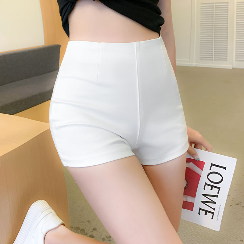 夏季高腰白色弹力显瘦女短裤