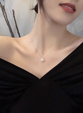 925纯银女小众轻奢高级花型锁骨链冷淡风送礼物超闪太阳花2022新