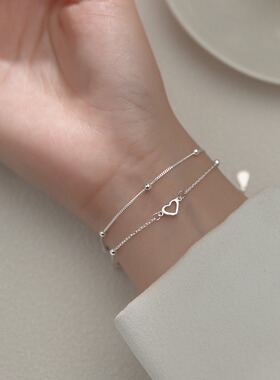 S925纯银双层爱心手链