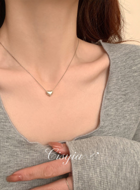 s925纯银爱心项链女款轻奢小众