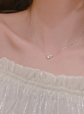 银色四芒星星项链女轻奢小众简约