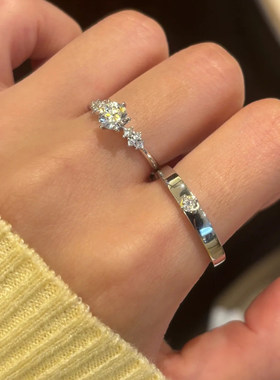仿莫桑石钻戒女情侣对戒一对轻奢高级感柏林情书求婚结婚戒指礼物