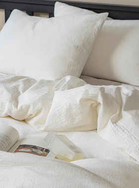 极简侘寂风丨母婴级白色四件套纯棉全棉2025新款原棉民宿被套床单