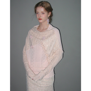 披肩一字肩慵懒气质长袖 针织套头上衣 2025AW 俗集原创