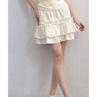 俗集原创2025ss 甜美蛋糕a字裙木耳花边半身裙短裙 3新品