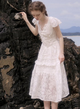 【李兰迪同款】俗集原创 两穿设计 公主裙小白裙白色法式连衣裙