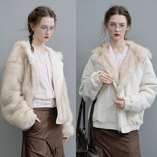 秋冬厚夹克新品 皮草毛毛外套短款 正反两面可穿 俗集原创