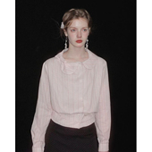 减龄粉色 俗集原创 腰封式 咖色设计感娃娃领上衣衬衣 2025AW