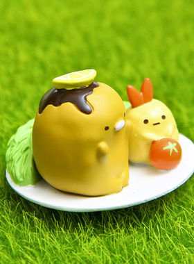 卡通创意立体树脂小猪碗里蔬菜美食园艺多肉花插插件居家装饰