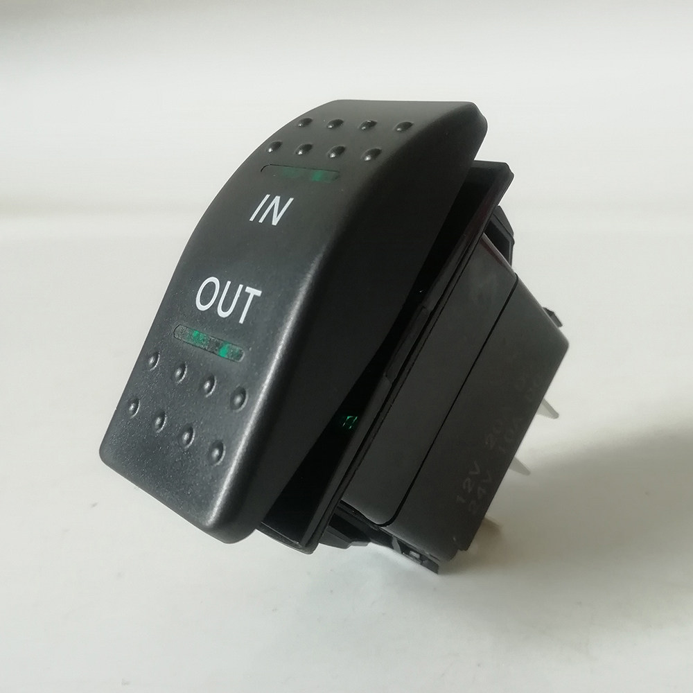 汽车改装三档自复位开关in-out印字房车游艇双边回弹船形翘板按键