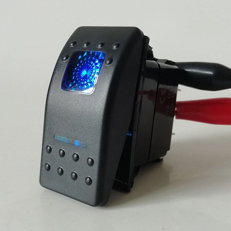 汽车开关三档自锁带蓝灯12v24v