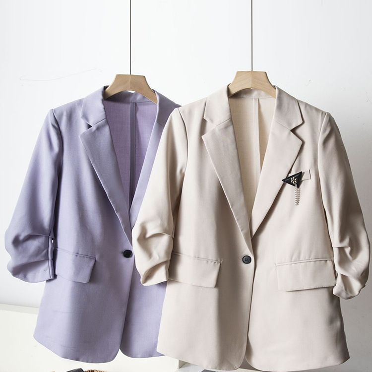 纯色通勤西装 宽松廓形简约百搭纯色休闲秋季外套女 W05613