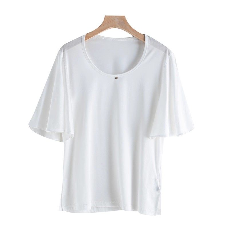清凉薄款宽松圆领纯色百搭休闲T恤女C42242
