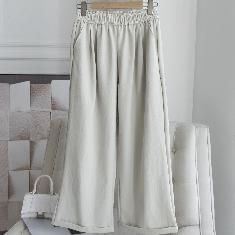 气质简约~纯色宽松三色可选高腰直筒裤女秋季垂感休闲长裤U05743