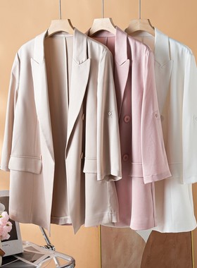 丝滑清凉醋酸 驳领七分挽袖气质时尚外套女W03032