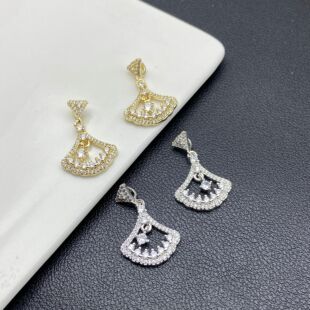 高保色满钻扇形流苏耳环耳坠配件水晶diy饰品配件手链项链美甲