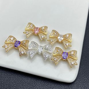 高保色满钻大蝴蝶四孔隔珠水晶diy饰品美甲配件手工串珠手链散珠