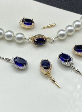 保色优雅蓝色宫廷风珍珠链串珠元