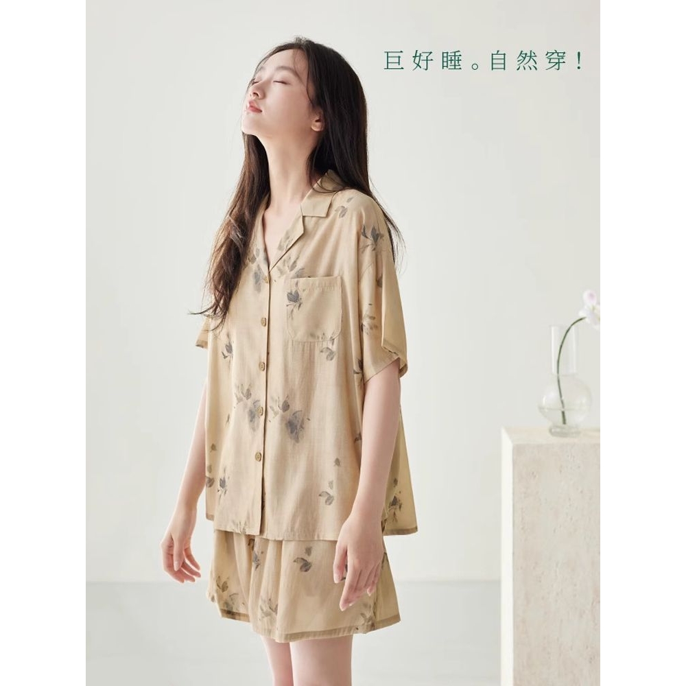品牌优选【清仓价】夏季纯棉睡衣女短袖短裤宽松夏天薄款可外穿