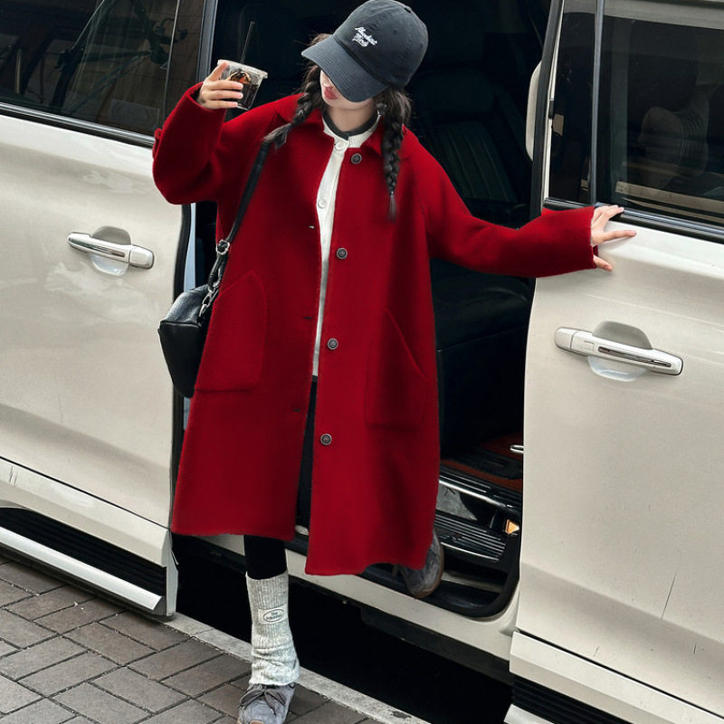 女童高级灰呢子大衣冬季2025新款儿童韩系新年高级感加棉大衣外套