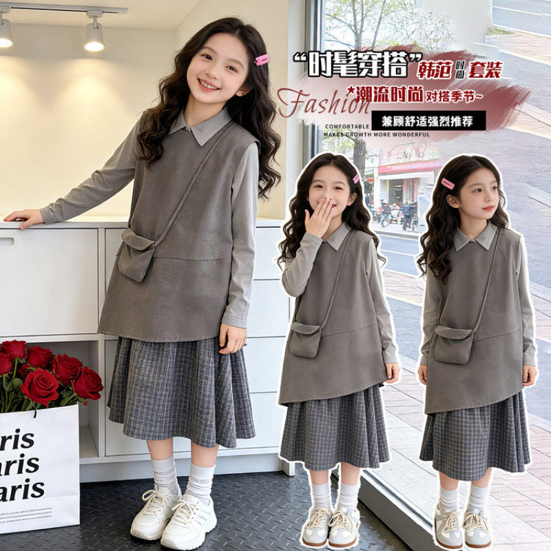 女童韩系连衣裙套装春季2026新款中大童女孩早春穿搭儿童春装裙