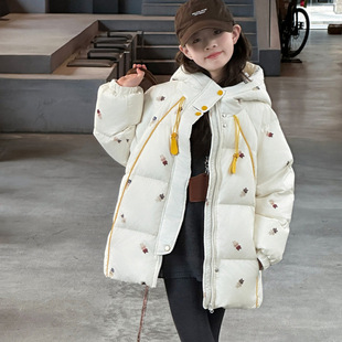 女童羽绒服2025冬季新款儿童中大童洋气可爱爆款白色宽松休闲外套
