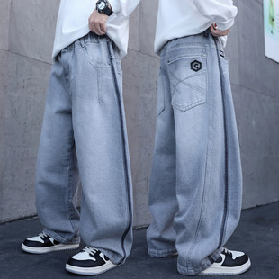 男童春季牛仔裤中大童洋气裤子秋季2026新款韩版春款休闲直筒长裤