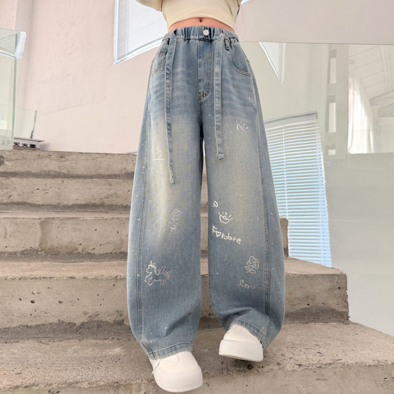 女童牛仔裤春装2026新款初中生女孩大童超好看裤子儿童直筒阔腿裤,童装/婴儿装/亲子装,儿童牛仔裤,淘宝优惠券,粉丝福利购,淘宝优惠卷