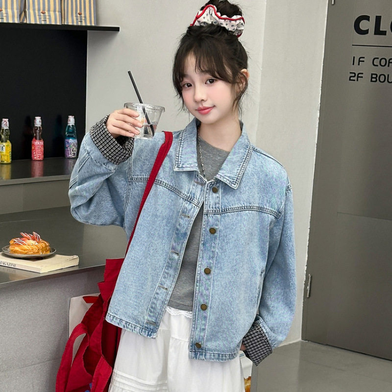 女童复古短款百搭设计感牛仔外套2026春秋季新款休闲宽松上衣裙子,童装/婴儿装/亲子装,儿童运动套装,淘宝优惠券,粉丝福利购,淘宝优惠卷