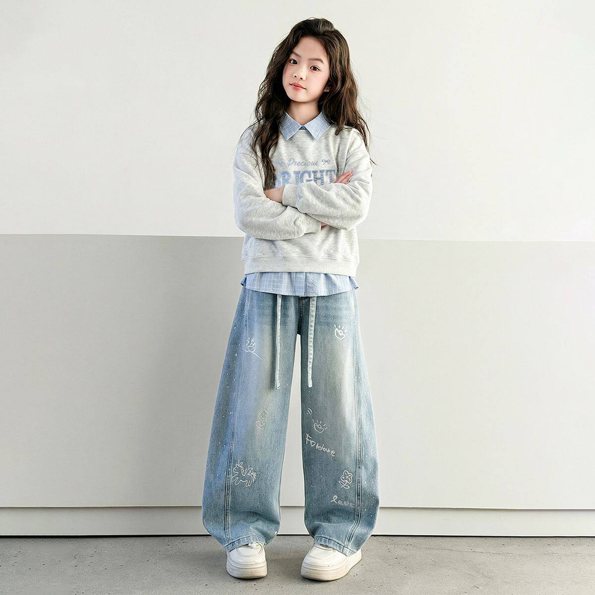 女童春装套装2026新款洋气时髦儿童春秋装超好看女大童卫衣两件套