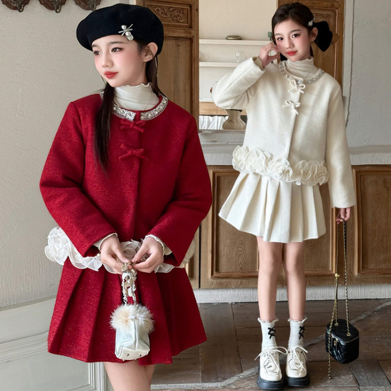 女童超好看冬装裙2026新款女大童新年衣服儿童洋气小香风裙子套装