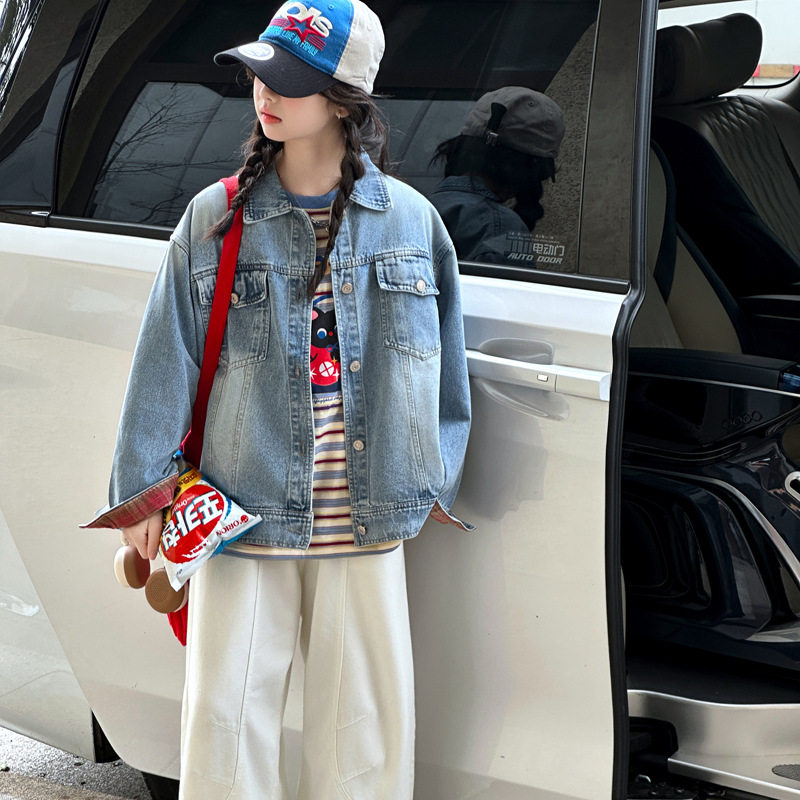 儿童春装夹克衫女童牛仔外套春秋2026新款女大童女孩洋气牛仔衣服