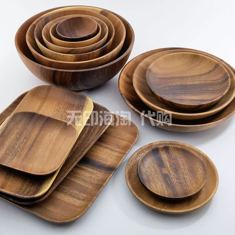 MUJI MUJI деревянная миска, деревянная тарелка, натуральная деревянная посуда, салатница, квадратная тарелка длинной формы, блюдо из дерева, чашка, миска
