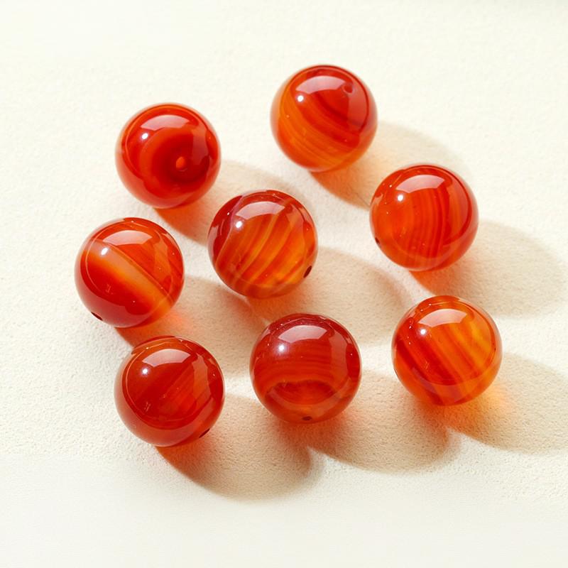 东海天然水晶带孔缠丝红玛瑙圆珠半成品diy水晶手链项链饰品配珠