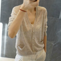 Áo len cashmere cổ lửng chất liệu cashmere cổ áo len cổ chữ V 2018 áo len nữ mùa xuân và mùa thu ngoài phiên bản Hàn Quốc của gió lười - Đan Cardigan áo len cao cổ nữ hàn quốc