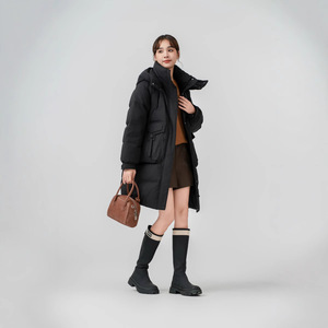 羽绒服女高端女冬装中长款厚款90鸭绒高级感连帽保暖外套