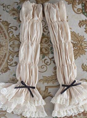 手作纯棉手袖 摇篮曲古董娃娃墙熊熊SP接袖 doll感藕节延长袖咖色