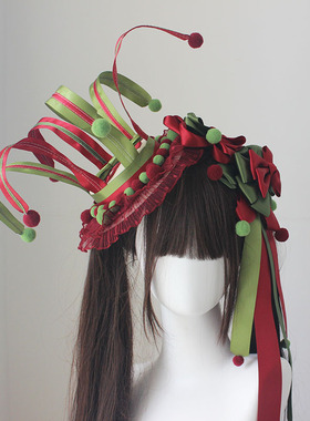 马戏团童话开场新色红绿手作小物洛丽塔发饰Lolita圣诞节怪诞小丑