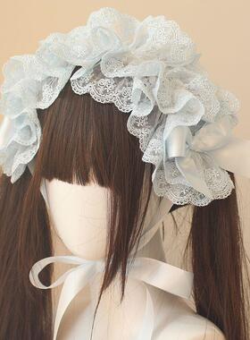 lolita蕾丝发带发饰蝴蝶结心情限定头饰少女洛丽塔配饰蓝色小物