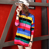 Autumn and winter Long sleeve Socket sweater Europe station 2018 new pattern Mid length version Primer Rainbow stripe Sweater