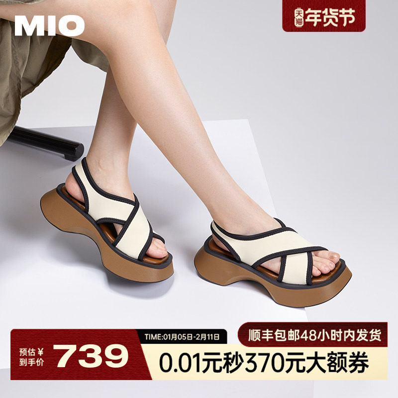 [蒋依依同款]MIO米奥夏鱼嘴鞋松糕厚底沙发凉鞋时尚休闲沙滩鞋女