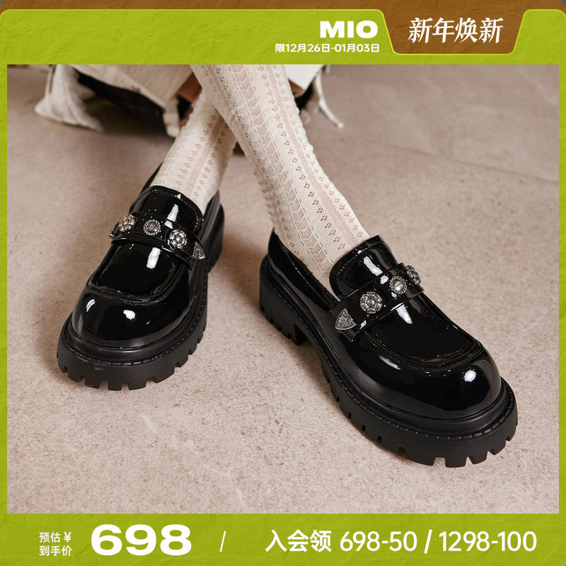 罗予彤/柏欣妤同款MIO米奥乐福鞋女2025新款英伦圆头厚底增高