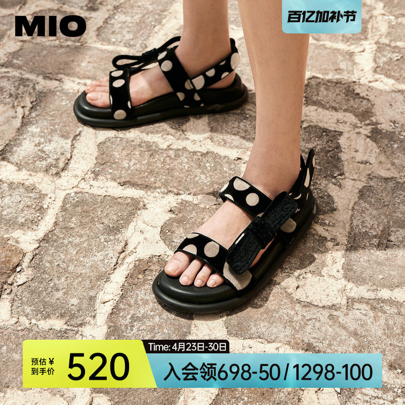 MIO凉鞋夏季轻便复古波点魔术贴度假风休闲舒适沙滩鞋拖鞋女鞋