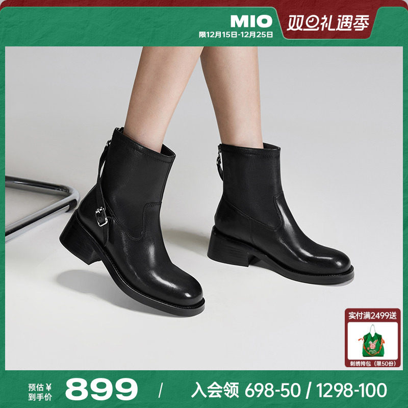 MIO米奥冬季高级时装靴感时尚通勤圆头切尔西靴质感高级感靴子女
