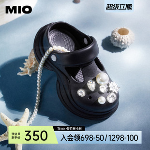 厚底增高凉鞋 MIO米奥洞洞鞋 女夏款 户外凉拖鞋 休闲拖大头拖 沙滩鞋