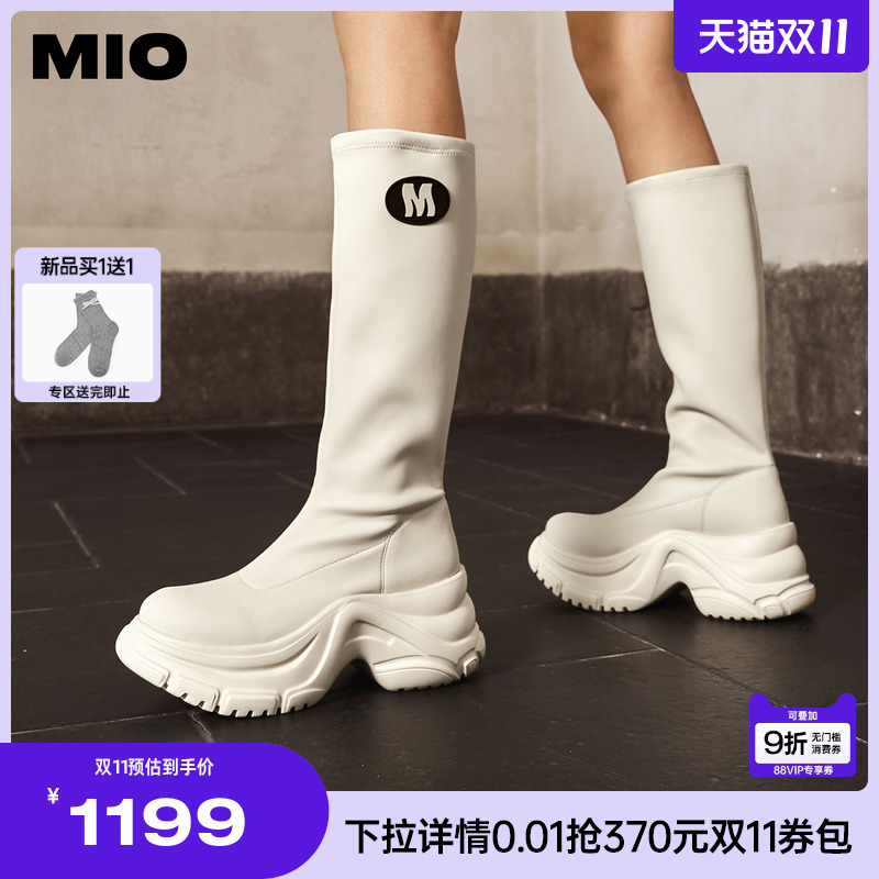 MIO米奥长筒瘦瘦靴圆头运动厚底