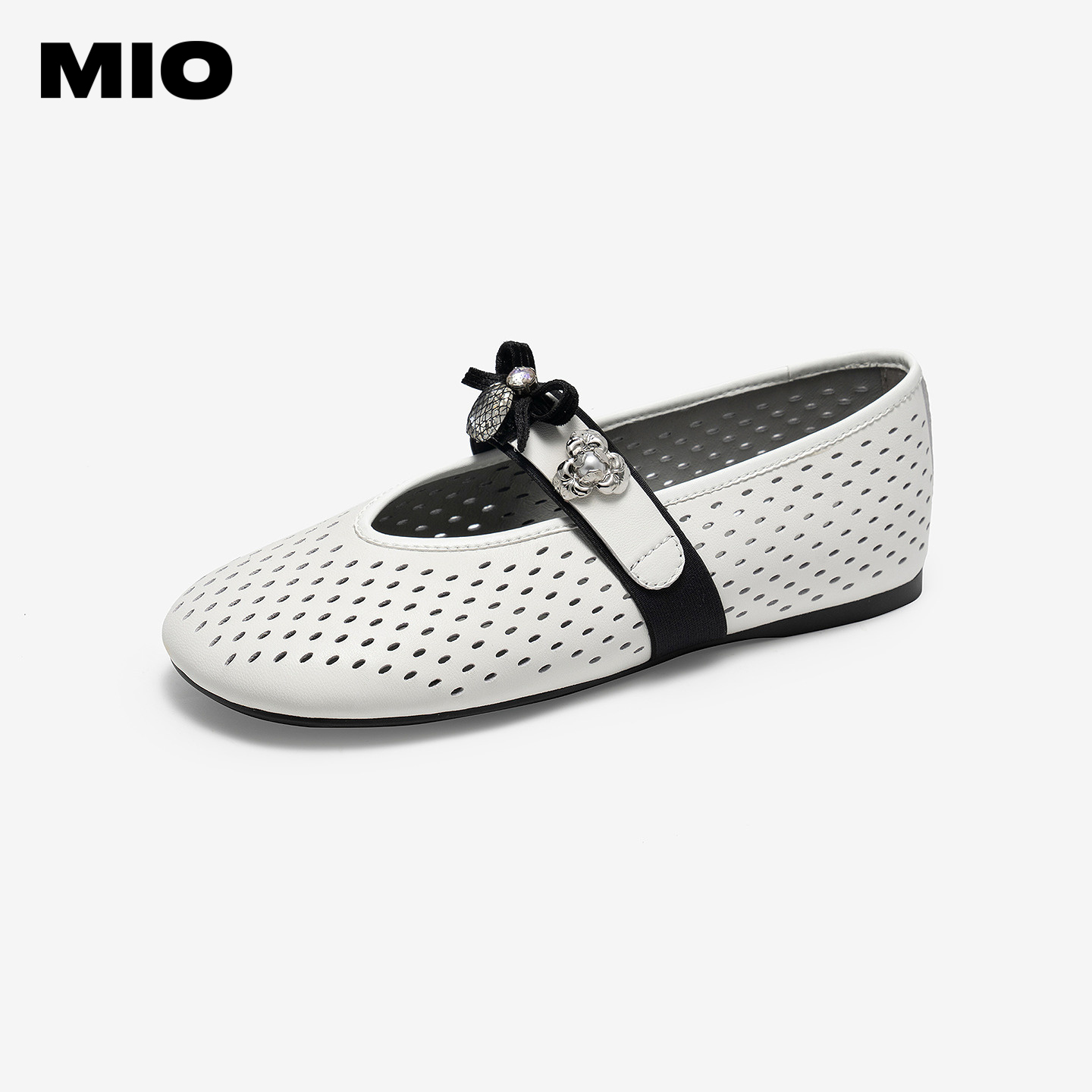 MIO米奥玛丽珍闪钻2026春芭蕾舞镂空透气一字带单鞋女M261452629