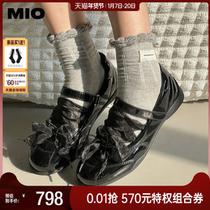 MIO米奥2025春季新款绑带甜美时尚芭蕾鞋圆头低跟玛丽珍女单鞋