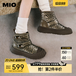 MIO米奥冬季短筒靴圆头厚底雪地靴酷趣有型短靴百搭增高靴子女