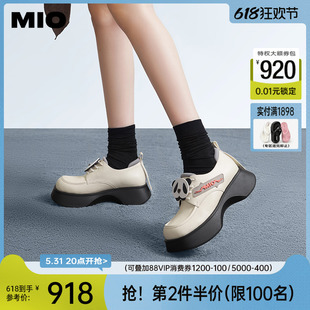 女鞋 MIO米奥圆头乐福鞋 黑白熊猫单鞋 厚底增高豆豆鞋 运动休闲鞋